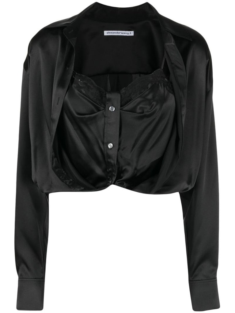 Black Layered Silk Shirt
