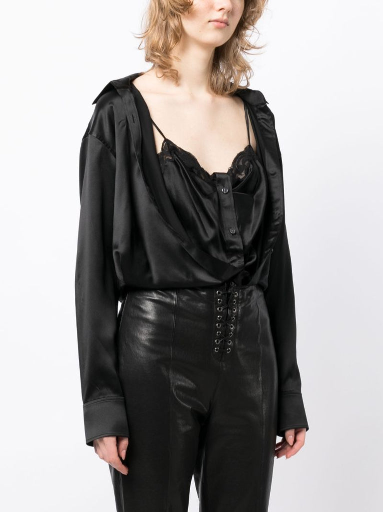Black Layered Silk Shirt