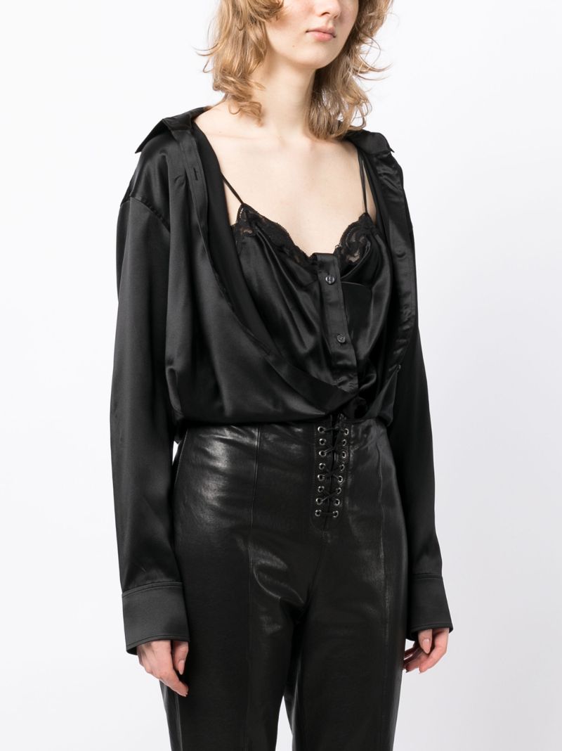 Black Layered Silk Shirt