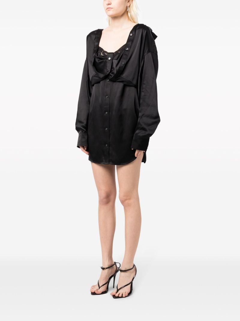 Black Layered Silk Shirt Dress