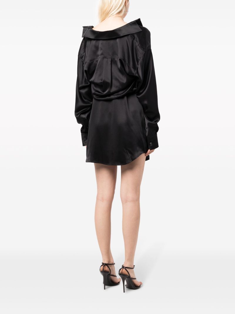 Black Layered Silk Shirt Dress