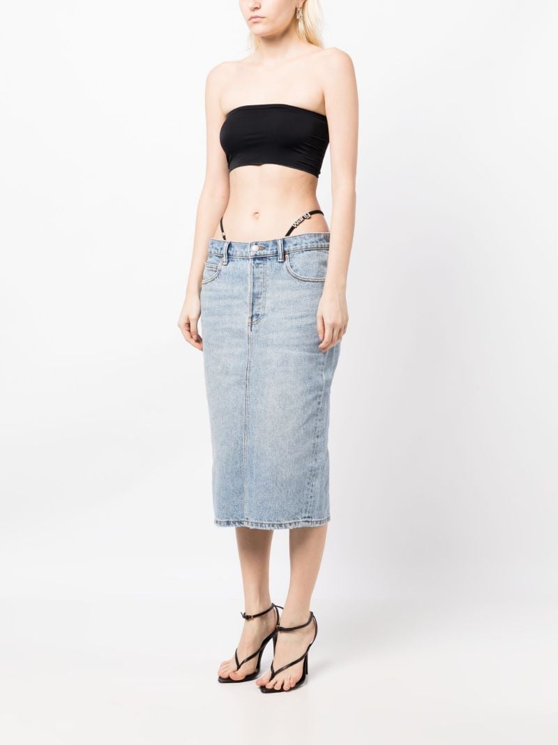Blue Thong-strap Denim Skirt