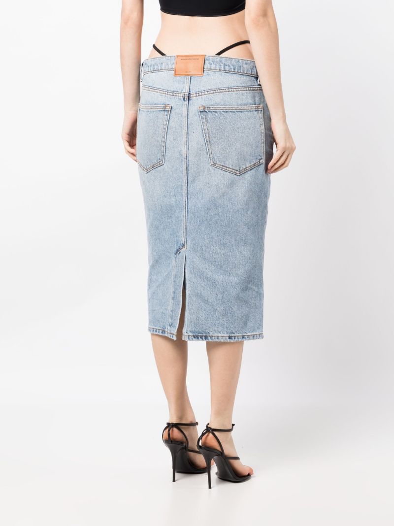 Blue Thong-strap Denim Skirt
