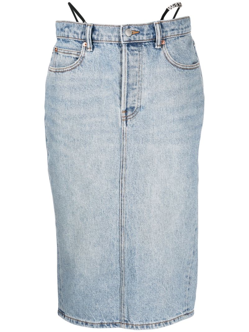 Blue Thong-strap Denim Skirt