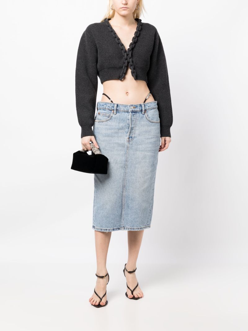 Blue Thong-strap Denim Skirt
