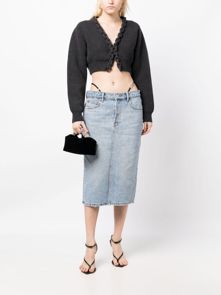Blue Thong-strap Denim Skirt