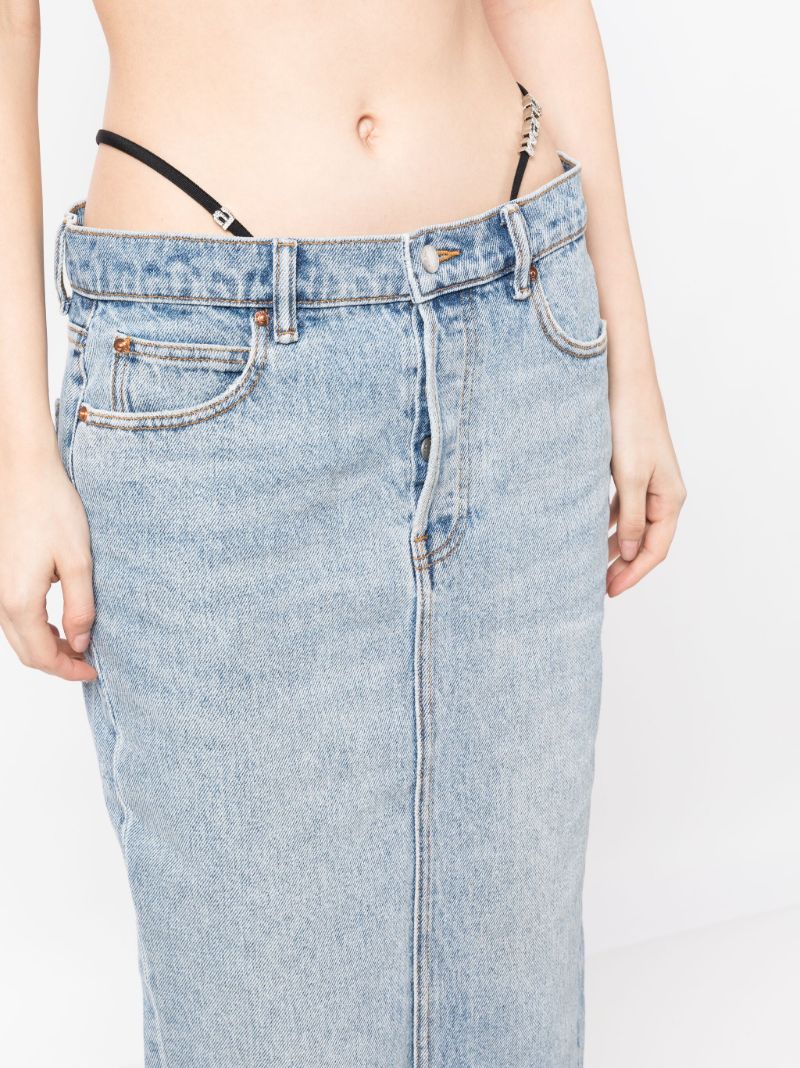 Blue Thong-strap Denim Skirt