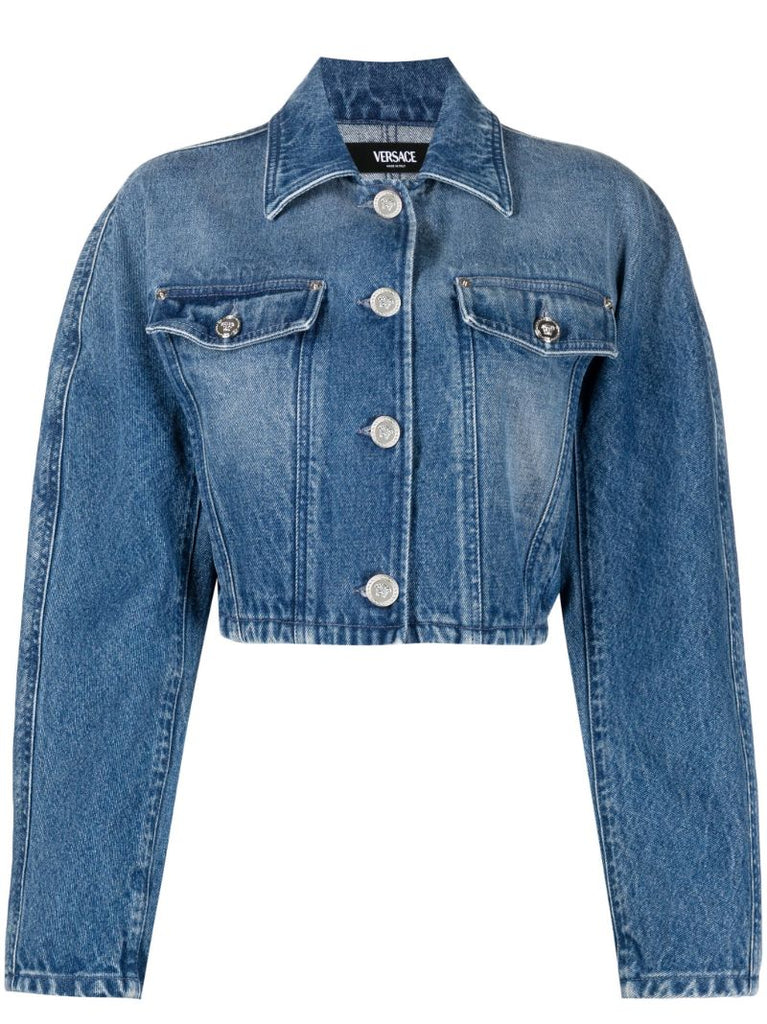 Blue Cropped Denim Jacket