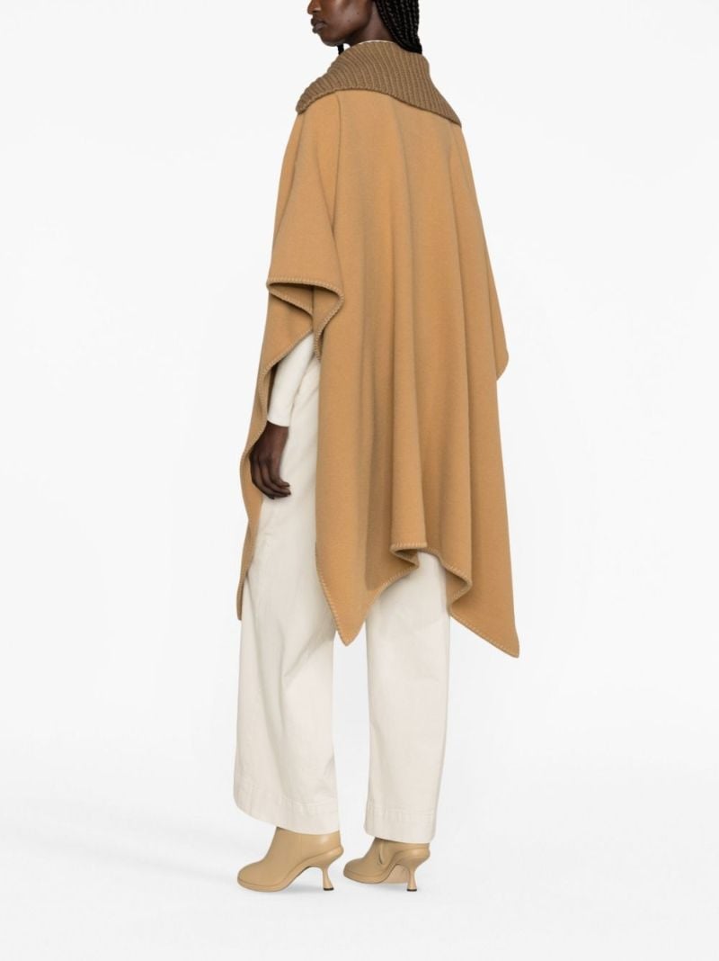 Brown Zip-up Wool Cape