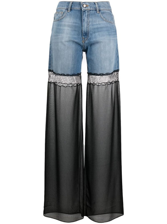 Black Tulle Wide-leg Jeans