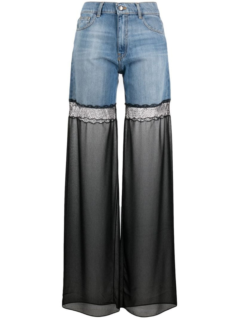 Black Tulle Wide-leg Jeans