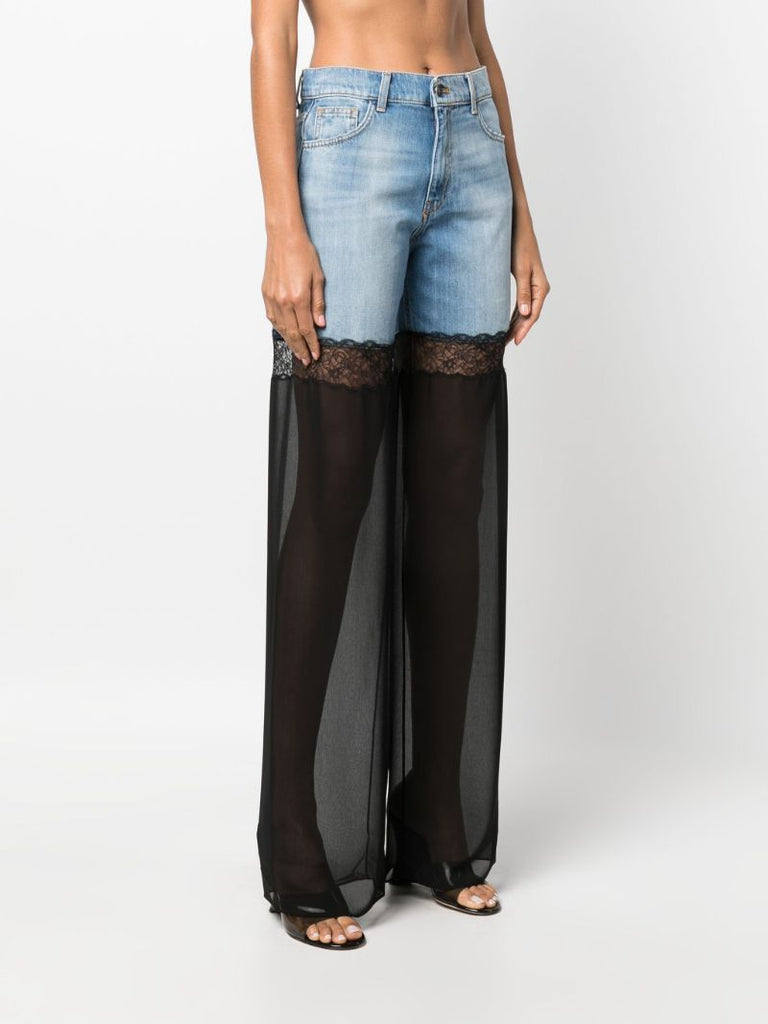 Black Tulle Wide-leg Jeans
