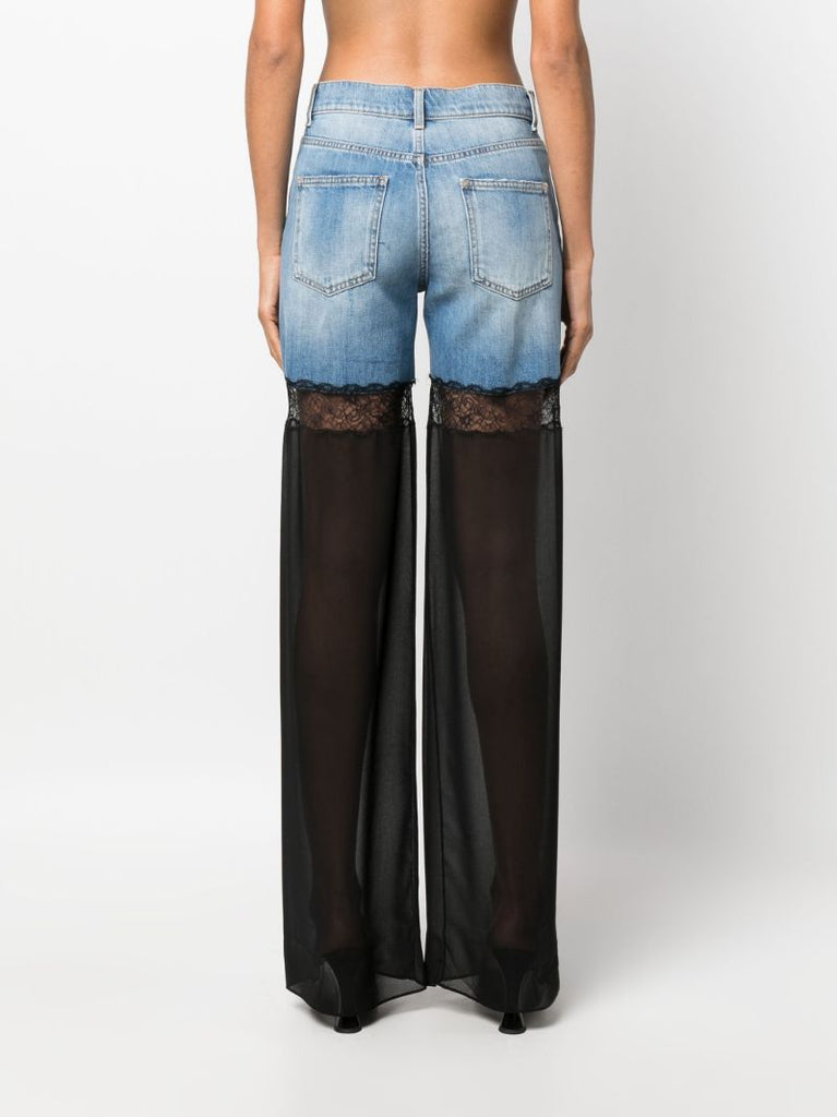 Black Tulle Wide-leg Jeans