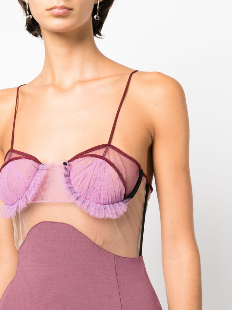 Pink Panelled Bustier Mini Dress