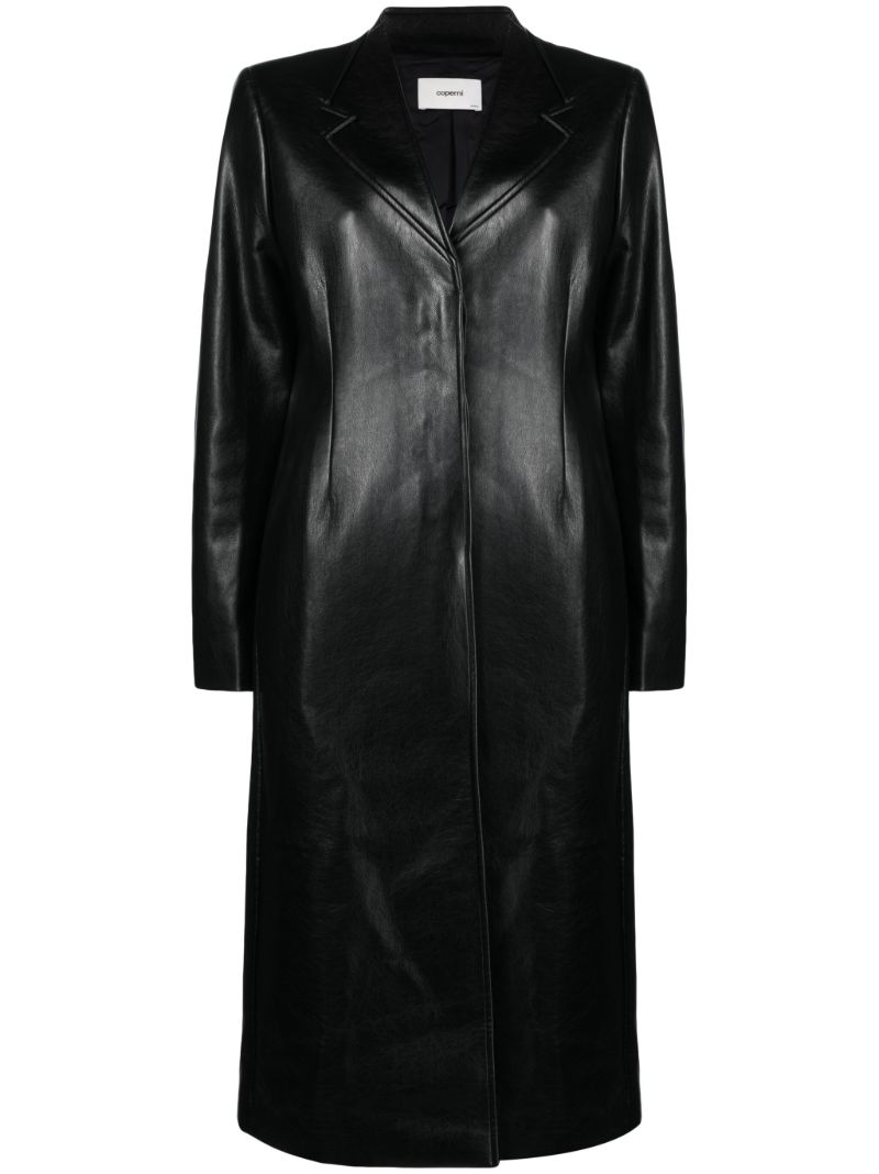Black Faux-leather Coat