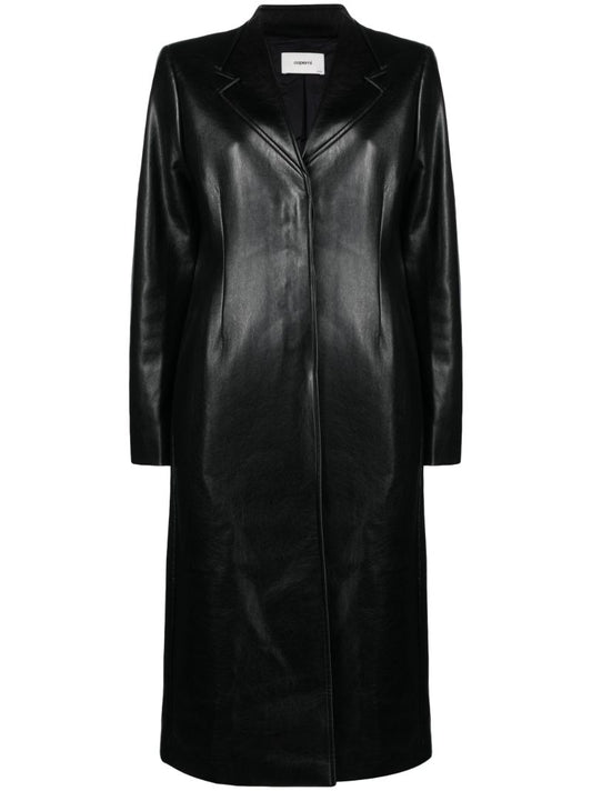 Black Faux-leather Coat