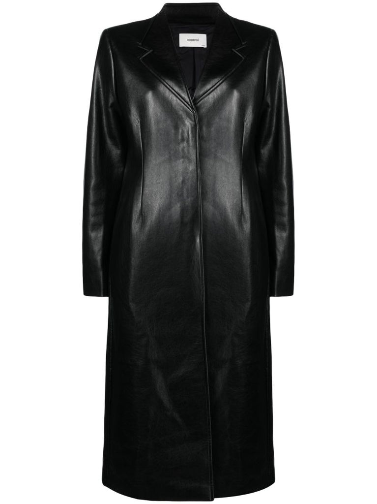 Black Faux-leather Coat