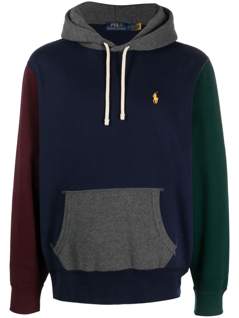 Blue Logo Embroidered Drawstring Hoodie