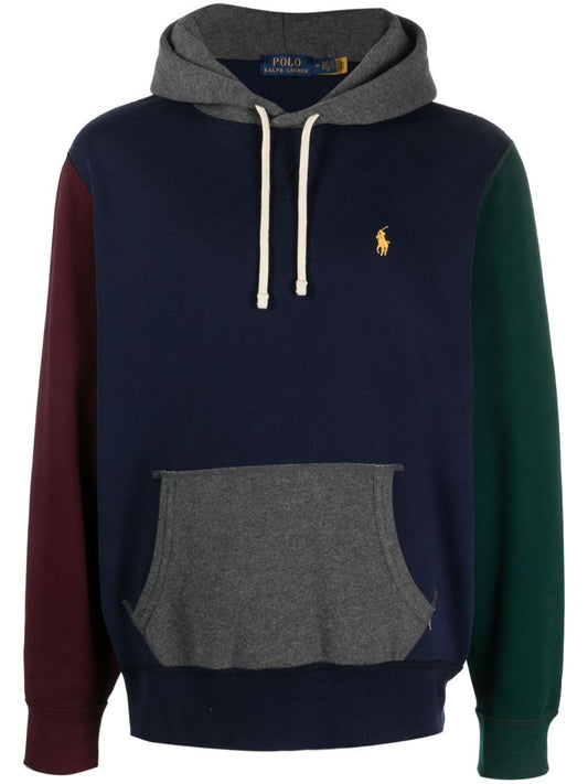 Blue Logo Embroidered Drawstring Hoodie