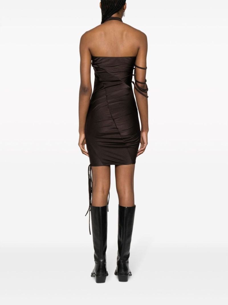 Brown Asymmetric Multi-strap Mini Dress