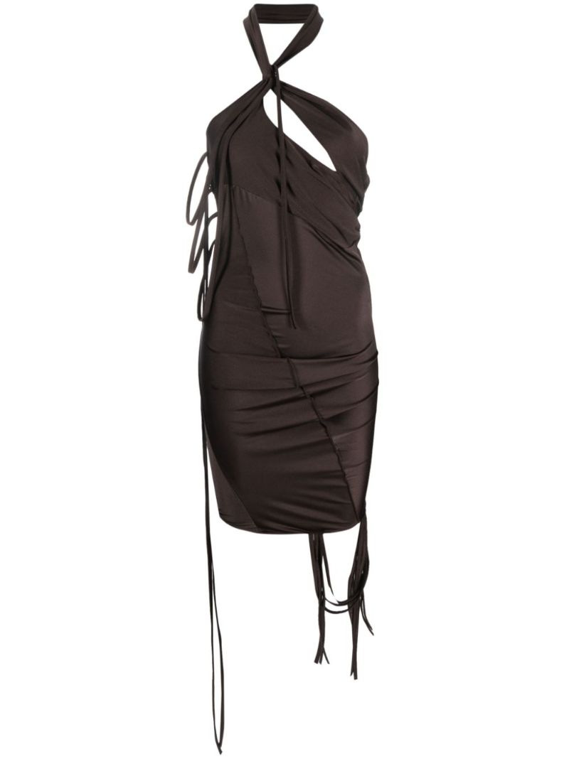 Brown Asymmetric Multi-strap Mini Dress