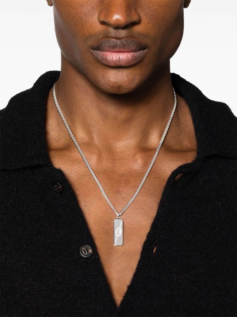 Sterling Silver Diagonal Interlocking G Necklace