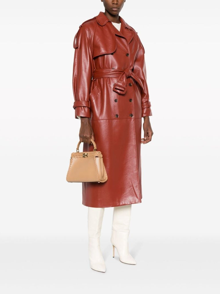 Brown Peekaboo Mini Leather Tote Bag