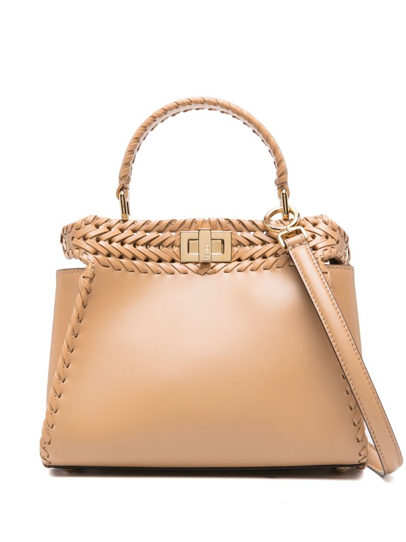 Brown Peekaboo Mini Leather Tote Bag
