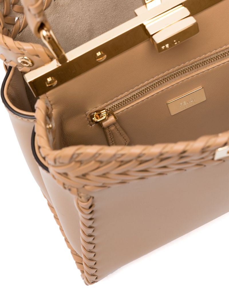 Brown Peekaboo Mini Leather Tote Bag