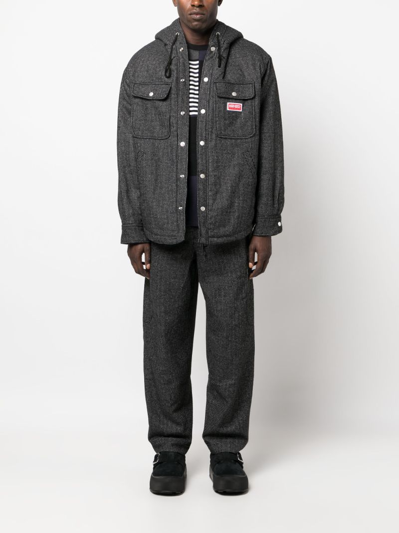 Grey Checked Straight-leg Trousers