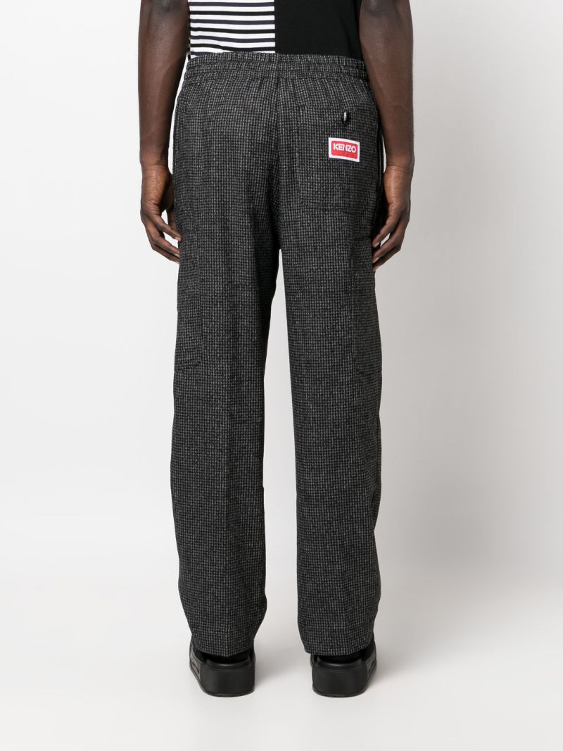 Grey Checked Straight-leg Trousers