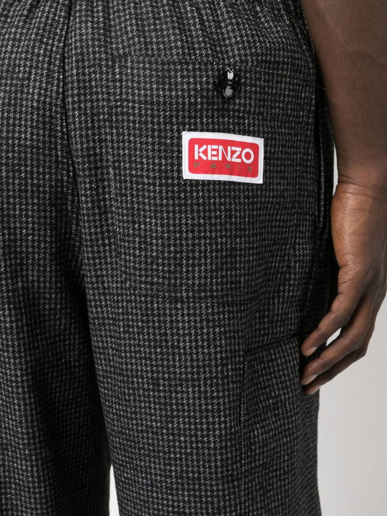 Grey Checked Straight-leg Trousers