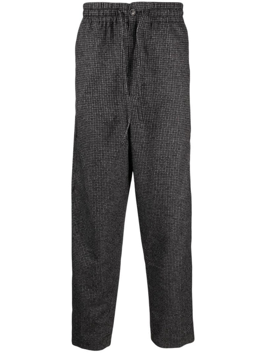 Grey Checked Straight-leg Trousers
