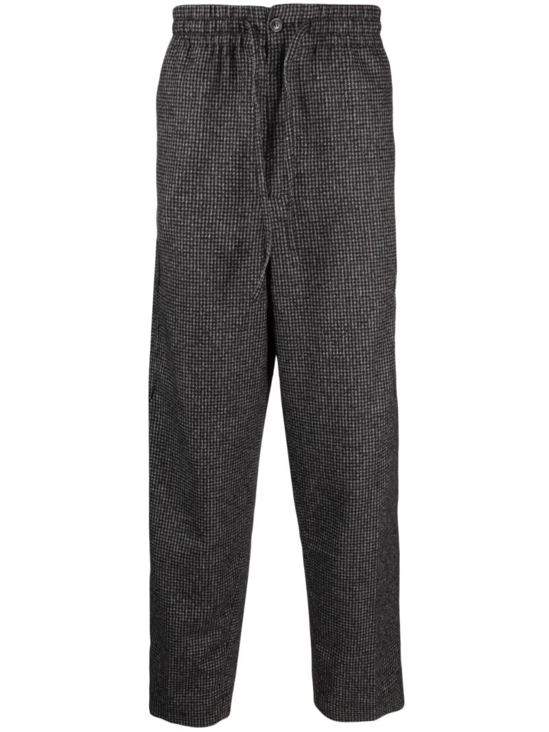 Grey Checked Straight-leg Trousers