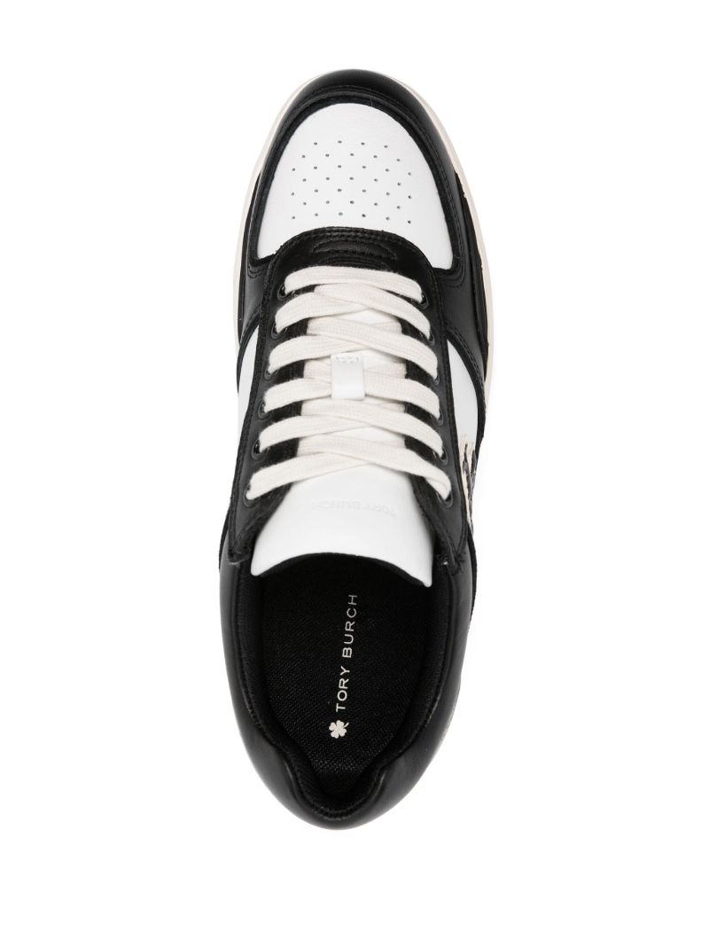 Black and White Logo Patch Leather Sneakers