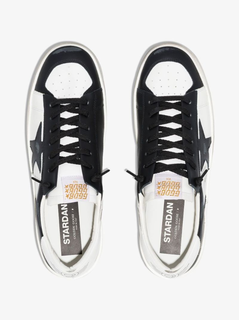 Black and White Stardan Low Top Leather Sneakers