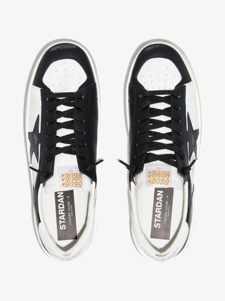 Black and White Stardan Low Top Leather Sneakers