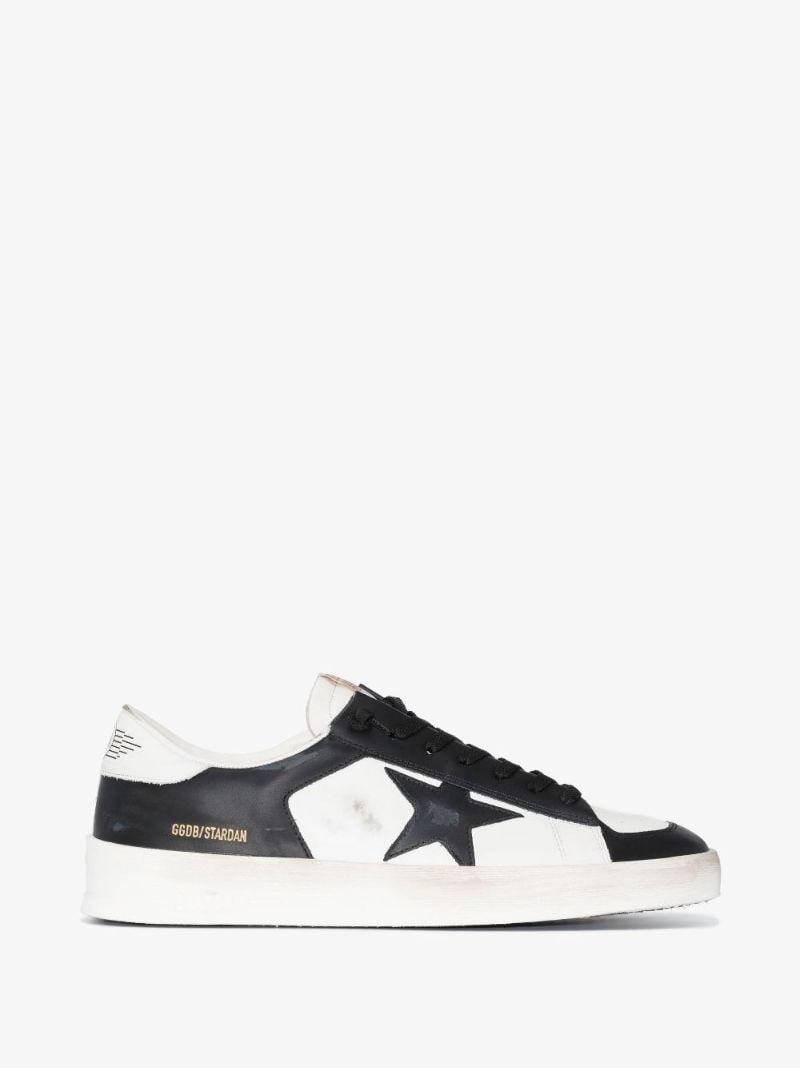 Black and White Stardan Low Top Leather Sneakers