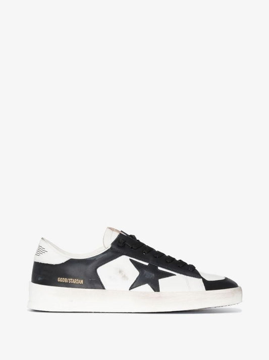 Black and White Stardan Low Top Leather Sneakers