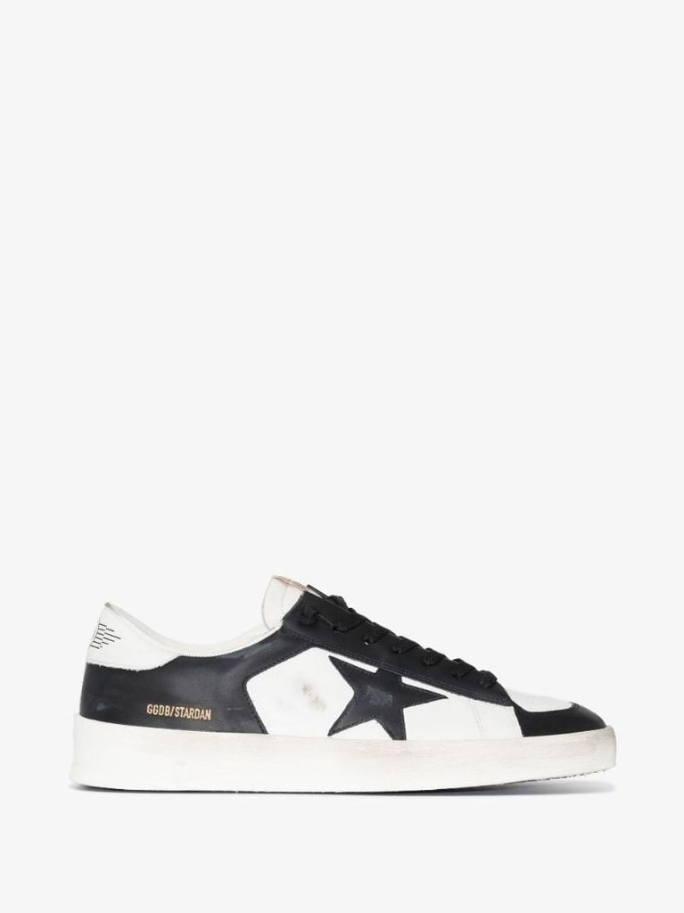 Black and White Stardan Low Top Leather Sneakers