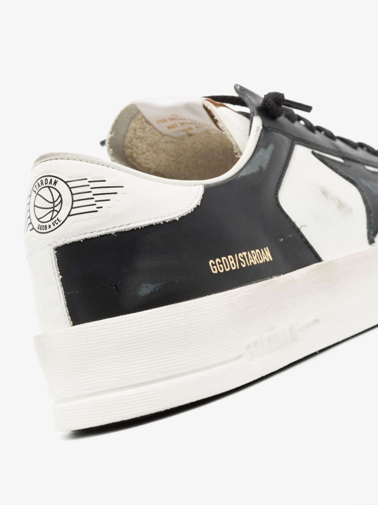 Black and White Stardan Low Top Leather Sneakers