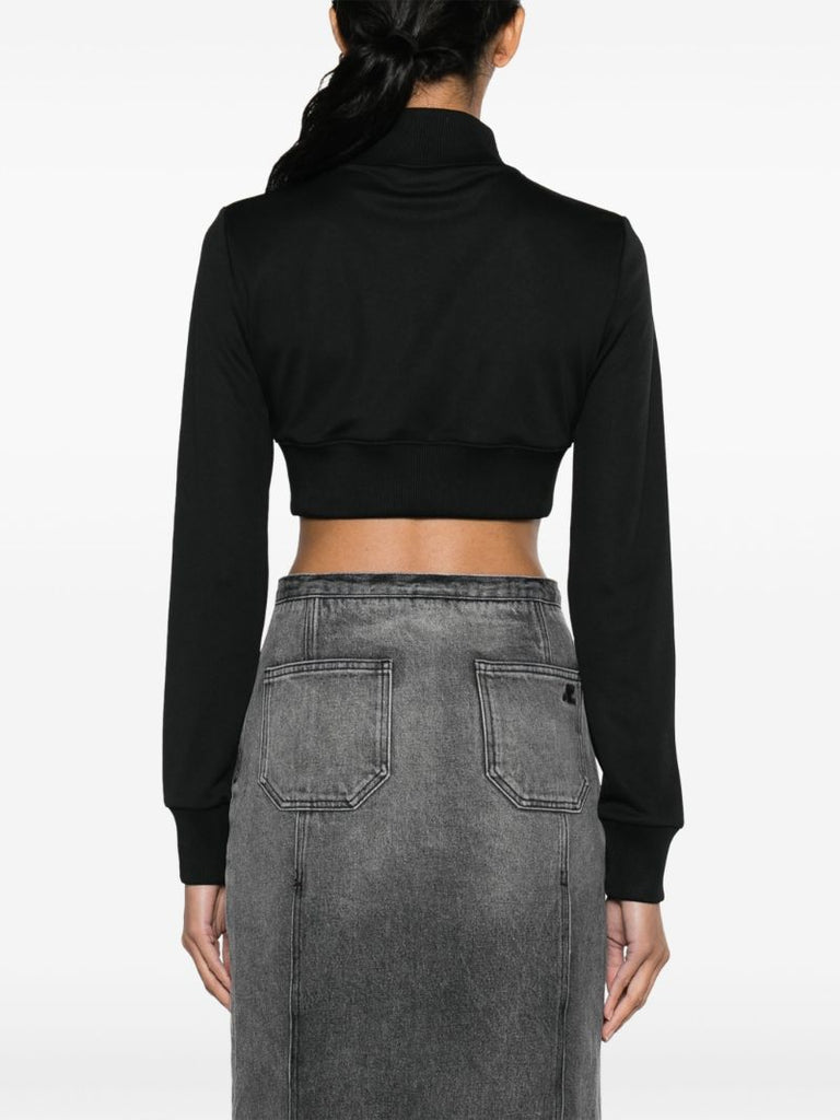 Black Logo-embroidered Cropped Zip-up Jacket