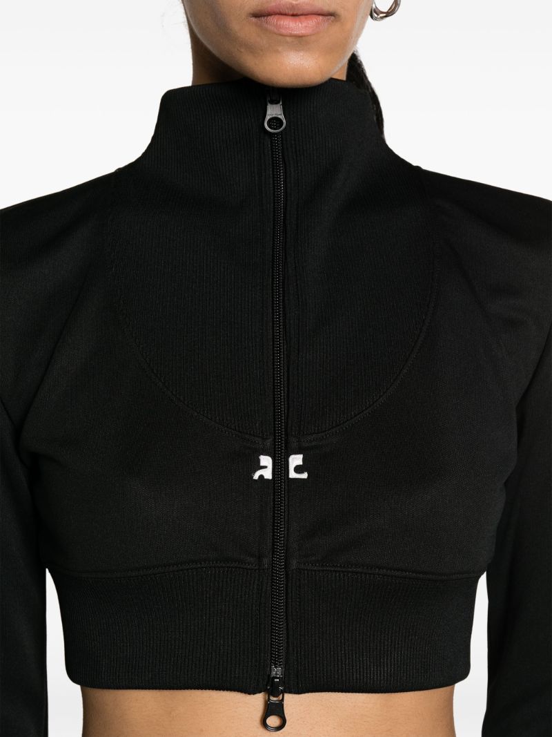 Black Logo-embroidered Cropped Zip-up Jacket