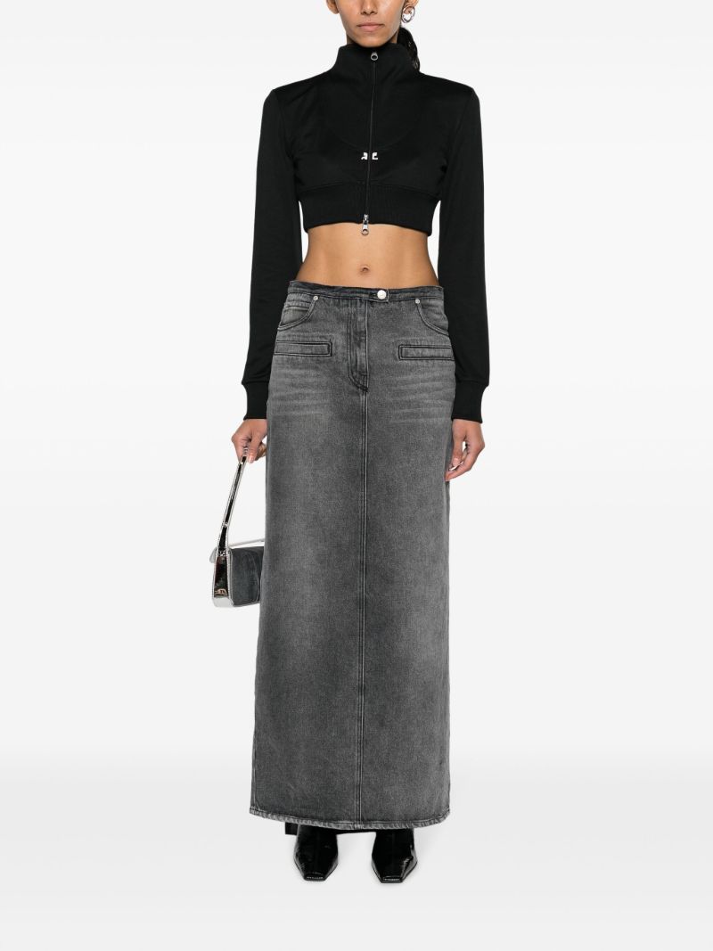 Black Logo-embroidered Cropped Zip-up Jacket