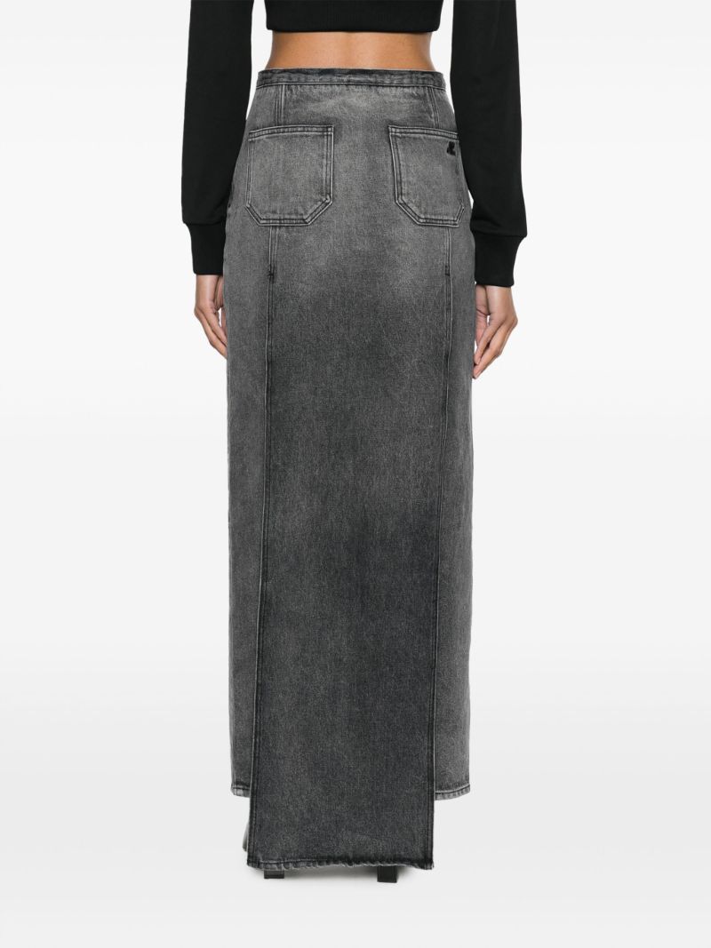 Grey Stonewashed Denim Long Skirt