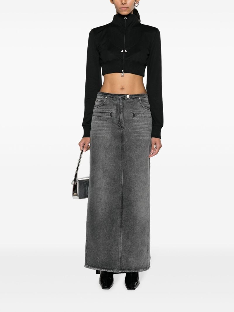Grey Stonewashed Denim Long Skirt