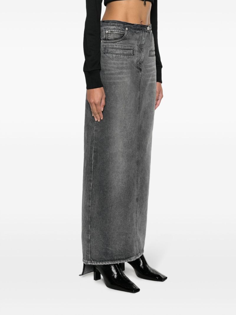 Grey Stonewashed Denim Long Skirt