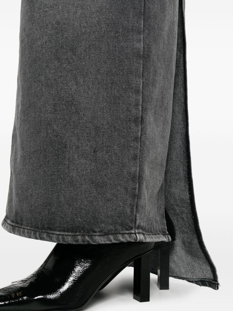 Grey Stonewashed Denim Long Skirt