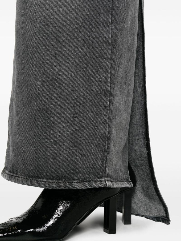 Grey Stonewashed Denim Long Skirt