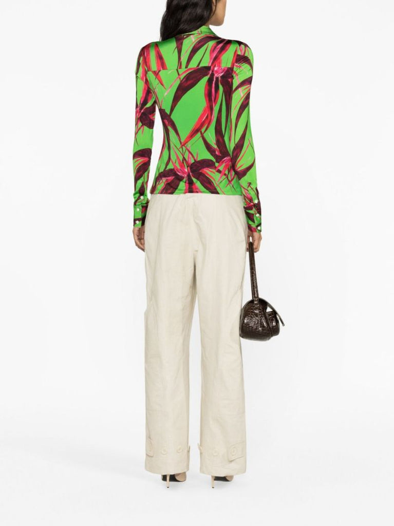 Green-floral Print Shirt